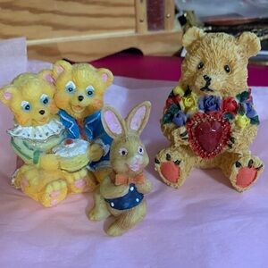Colorful Bear and Bunny Figurines